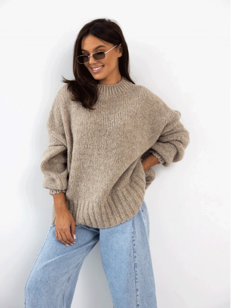 Moherowy sweter oversize MAYA - mocca