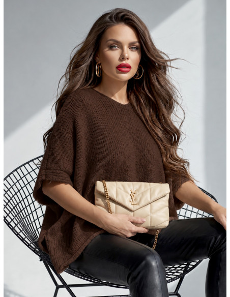 Stylowy sweter oversize AYLINA - czekoladowy