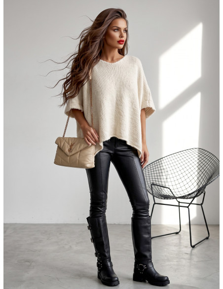 Stylowy sweter oversize AYLINA - beżowy