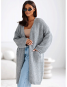 Moherowy sweter kardigan z kieszeniami POOL - szary