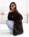 Moherowy sweter kardigan z kieszeniami POOL - czekoladowy