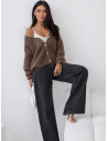 Lekki moherowy sweter kardigan CHIEKO - czekoladowy