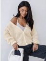 Lekki moherowy sweter kardigan CHIEKO - kremowy