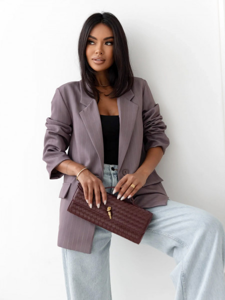 Stylowa marynarka oversize w paski VISTI - fango
