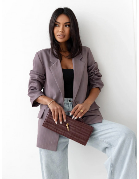 Stylowa marynarka oversize w paski VISTI - fango