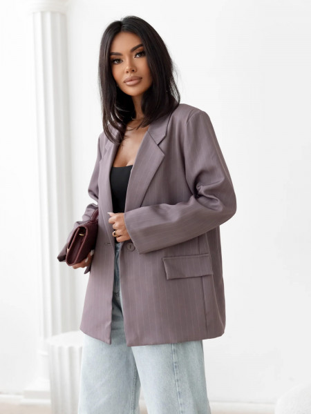 Stylowa marynarka oversize w paski VISTI - fango 2