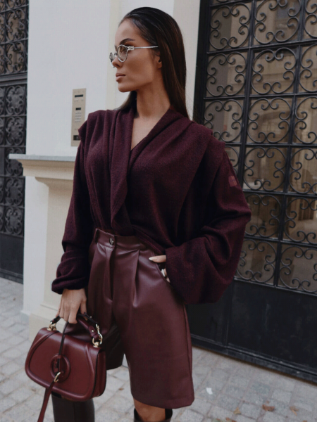 Sweter kardigan oversize SILVIA - bordowy 2