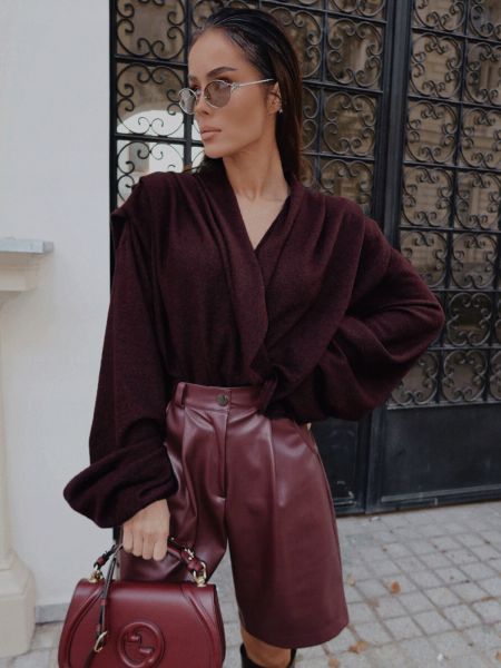 Sweter kardigan oversize SILVIA - bordowy
