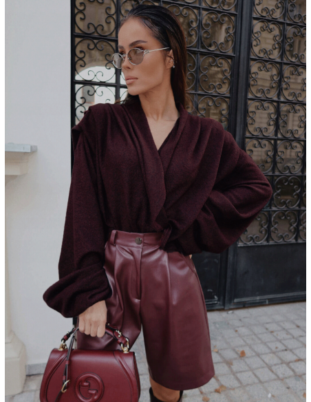 Sweter kardigan oversize SILVIA - bordowy