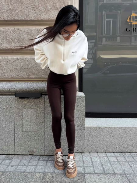 Legginsy z marszczeniem z tyłu BITSY - czekoladowe