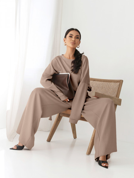 Stylowy komplet dresowy z tencelu CONNI - mocha mousse 2