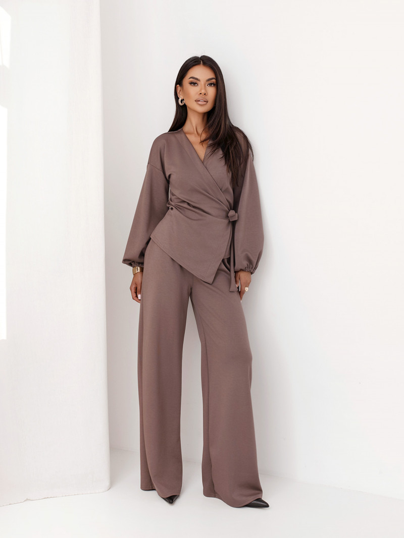 Stylowy komplet z tencelu LORIANA - cappuccino