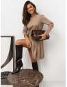 Rozkloszowana sukienka z tencelu AVIRA - mocha mousse