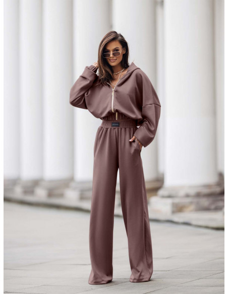 Stylowy komplet dresowy z tencelu MIKKA - mocha mousse