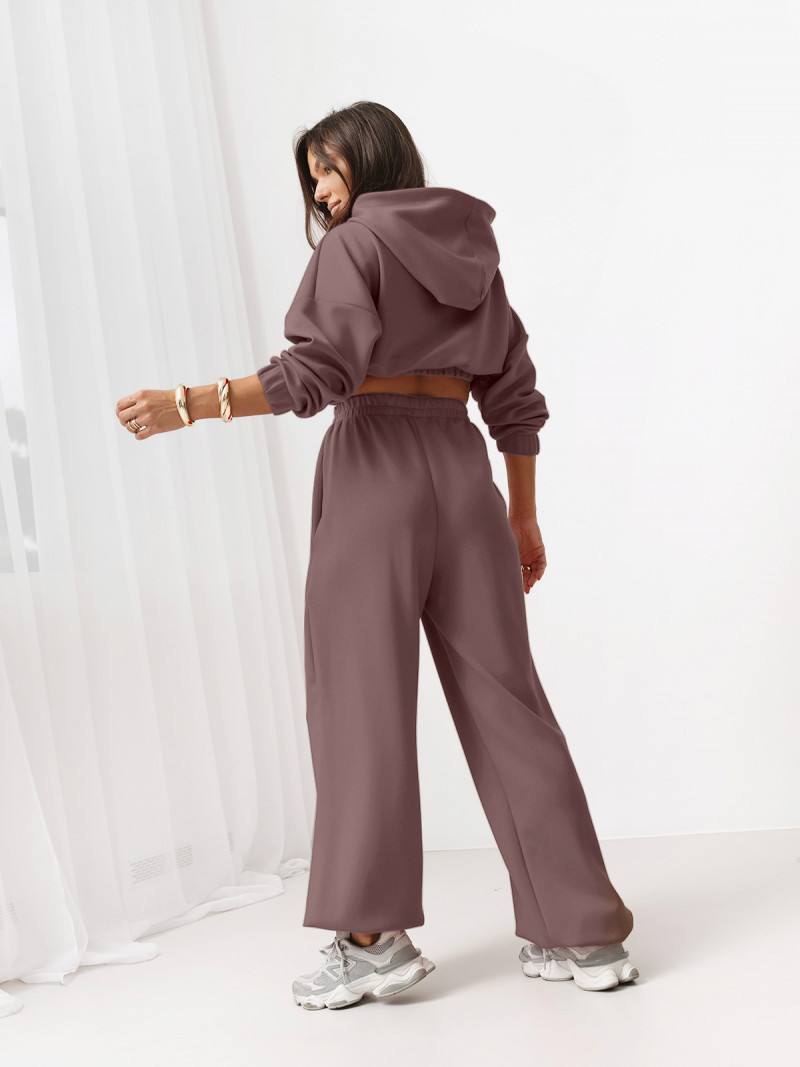 Stylowy komplet dresowy z tencelu VEIDEN - mocha mousse