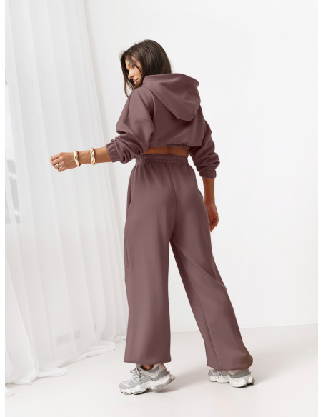 Stylowy komplet dresowy z tencelu VEIDEN - mocha mousse