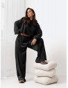 Welurowy dres bluza i szerokie spodnie TREVIS - czarny