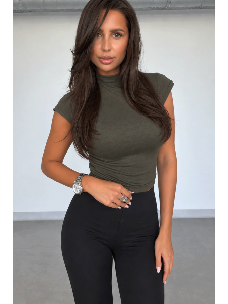 Wiskozowa dopasowana bluzka EVORA - khaki