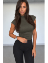 Wiskozowa dopasowana bluzka EVORA - khaki