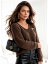 Pleciony sweter oversize SOLVER - czekoladowy