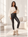 Legginsy spodnie z eko skóry - BENTLY - czarne