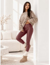 Legginsy spodnie z eko skóry - BENTLY - bordowe