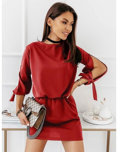 Sukienka mini z wiązaniem EVITA - czerwona