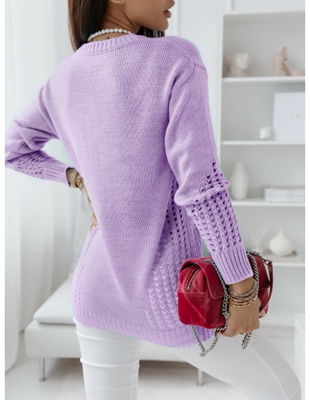 Sweterkowa tunika sweterek LILIANA - liliowy
